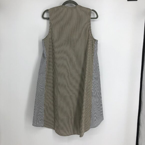 Alembika Ombre stripe Sleeveless oversized linen blend midi dress in Smoke 2 / M - Picture 3 of 16